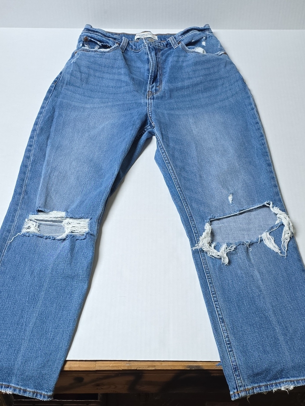 Abercrombie & Fitch Light Blue Distressed Boyfriend Jeans